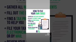 To file your own taxes gather docs fill out forms amp efile or file by mail Consider a tax profess [upl. by Fablan]