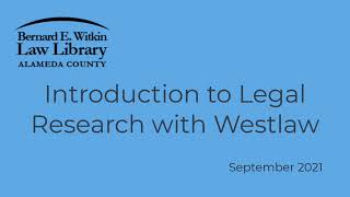 Introduction to Legal Research with Westlaw [upl. by Ococ]