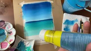 How to paint ocean and beach with acrylic paints 3  5 [upl. by Ydoj545]