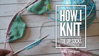 How I Knit My Toe Up Socks  Magic Loop Method amp Turkish Cast On  For Beginners  How to Knit Socks [upl. by Salita]