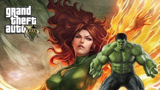 GTA 5  JEAN GREY VS HULK GTA 5 PC MODS [upl. by Vada]