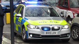 Bullhorn Metropolitan Police BMW 530d Traffic Car  On Emergency Call [upl. by Enomyar]