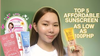 TOP 5 BEST AFFORDABLE SUNSCREEN ✨  As Low as 100php 💸 [upl. by Lacie]