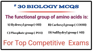 Top 30 biology MCQsbiologybiological science [upl. by Chesnut]