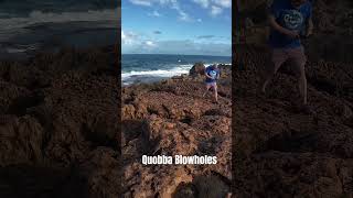 Quobba Blowholes where my brother gets soaked australia blowholes quobba seawaves [upl. by Namielus294]