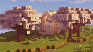 Minecraft How to Build a Cherry Blossom Starter House  Tutorial [upl. by Yamauchi]