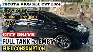 FUEL CONSUMPTION  FULL TANK TO EMPTY ALARM  TOYOTA VIOS 13 XLE CVT 2024 [upl. by Aidnyl]