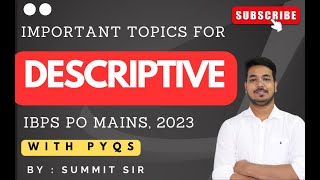 IMPORTANT TOPICS FOR DESCRIPTIVE  IBPS PO MAINS 2023  SQUARE DICE [upl. by Flann]