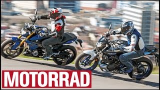 BMW G 310 R vs Yamaha MT03 English Subtitles [upl. by Tnomal689]