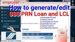 New update  on how to generate SSS PRN loan and loan collection list  procedure  employer [upl. by Hillegass]