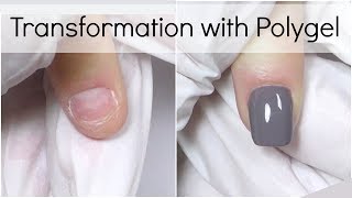 Short Bitten Nails Transformation with Polygel [upl. by Tav]