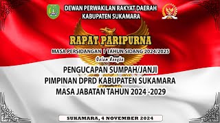 PENGUCAPAN SUMPAHJANJI PIMPINAN DPRD KABUPATEN SUKAMARA MASA JABATAN TAHUN 20242029 [upl. by Fortunato]