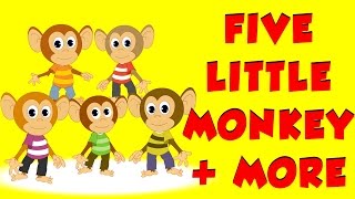 Five Little monkeys  Nursery Rhymes  Plus More [upl. by Elbag]