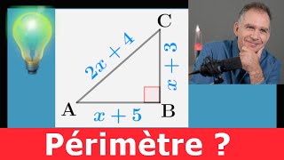 Périmètre de ce triangle  Pythagore  Équation x²a ♦ Difficile ♦ Brevet Collège Troisième [upl. by Lottie250]