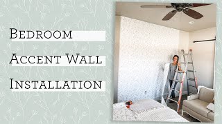 Master Bedroom Makeover  DIY Accent Wall with Peel and Stick Wallpaper [upl. by Cecelia300]