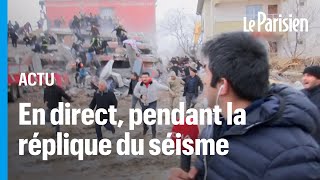 Séisme en Turquie  la panique dun journaliste en plein direct lors de la seconde secousse de magni [upl. by Ethben]