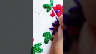 Beautiful Love flower hand embroidery hoop art design shorts short subscribe [upl. by Bartko371]