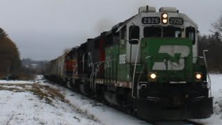 RS3L CN 568 with BNSF 2926 Leading Petersburg Ontario Canada January 27 2024 [upl. by Kcirdled988]