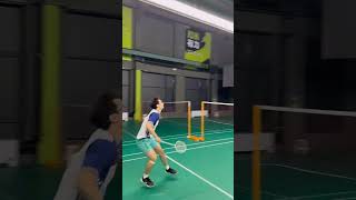 Badminton technique with racket handle badminton [upl. by Nehtiek]