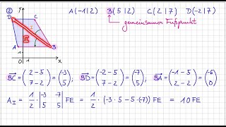 Mathematik  Klasse 7  Flächeninhalt Viereck mit Determinante  Teil 2  Beispiele [upl. by Yalcrab]