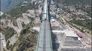 Chenab Bridge Railway Trial 🚆⛰️ [upl. by Eneryc126]