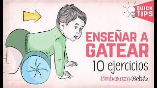 Cómo enseñar a GATEAR AL BEBÉ  10 EJERCICIOS 👶🏼👣 [upl. by Noellyn]