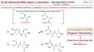 𝐐𝟑 Aspartame an artificial sweetener is a dipeptide aspartyl phenylalanine methyl ester The str [upl. by Lynde]