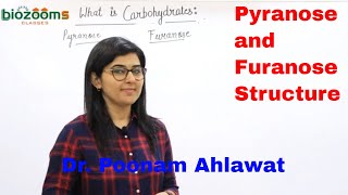 Pyranose and Furanose  Carbohydrates Glucose  Ribose Deoxyribose  Dr Poonam Ahlawat Biozooms [upl. by Auhsuj]