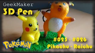 3D Pen  025  026 Pikachu  Raichu [upl. by Kurman798]