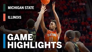 Highlights Michigan State at Illinois  Big Ten Basketball [upl. by Ametaf227]