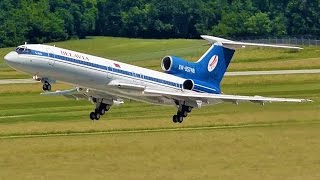 FullHD Last Flight Belavia Tupolev 154 landing amp takeoff at GenevaGVALSGG [upl. by Hike]