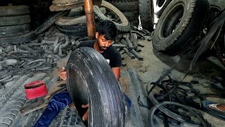 Best hard word Trucktor Tires Cutting Video  Tire Cutting Tools [upl. by Dudley]