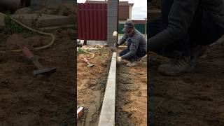 How to install a sidewalk curb 🦾 landscape pavers construction work sidewalk garden [upl. by Joette315]