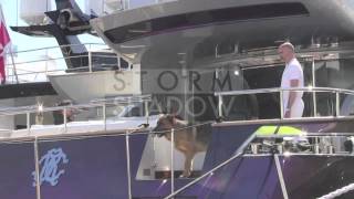 Roberto Cavalli and his dog arriving at his boat in Cannes [upl. by Letha]