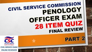 PENOLOGY OFFICER EXAM REVIEWER  POE QUIZ VIDEO PART 2  CIVIL SERVICE EXAM [upl. by Tobey]