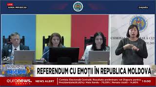 Alegeri în Moldova date preliminare la ora 10 Maia Sandu  4182 Referendum  5018 au votat Da [upl. by Henden401]