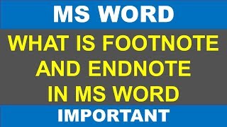 WHAT IS FOOTNOTE AND ENDNOTE IN MS WORD  how to use footnote in ms word in hindi [upl. by Ennaear365]