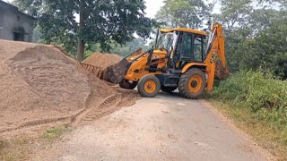 JCB Load Video  JCB and Tractor Working in side of village road JCBXpertTiTu [upl. by Georgy]