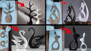 4 Easy White Cement craft ideas  Home Decoration  showpiece [upl. by Kerge]