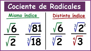 Cociente de Radicales Mismo índice y distinto índice [upl. by Robinette]