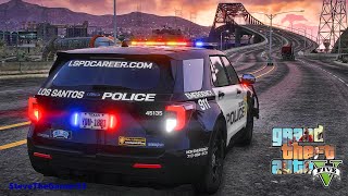 Playing GTA 5 As A POLICE OFFICER City Patrol HPD GTA 5 Lspdfr Mod 4K [upl. by Atterehs]