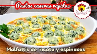 Pastas caseras RÁPIDAS de ricota y espinacas MALFATTIS sin amasar [upl. by Llirret]