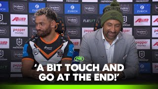 Our fans back us to the death Tigers thankful for passionate win  Wests Tigers Press Conference [upl. by Aelak]