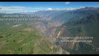 Colca Canyon drone video including Condor Viewpoint Sangalle and Colca Canyon Hiking Route [upl. by Wilburn]