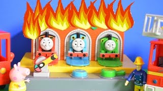 Fireman Sam Episode Thomas and Friends PlayDoh Garage Fire Peppa Pig AMAZING [upl. by Nirhtak]