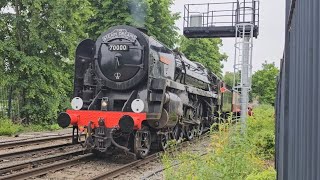 70000 Britannia arriving and departing at Windsor amp Eton Riverside  280524 [upl. by Elberfeld266]