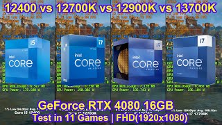 Intel i5 12400 vs i7 12700K vs i9 12900K vs i7 13700K  RTX 4080  Test in 11 Games  FHD1920x1080 [upl. by Einnoj]