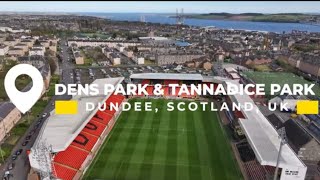 Dundee United amp Dundee FC Dens Park amp Tannadice Park Stadiums 4K Drone Footage [upl. by Marta]