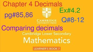 Ex42 Q812 Addition amp subtraction of Decimals Cambridge Lower secondary mathematics book 7 [upl. by Dido]