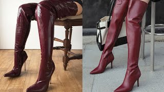 TOP 50 MIND BLOWING ATTRACTIVE AMAZING TRENDY LEATHER OVER KNEE HEEL BOOTS DESIGN [upl. by Aranahs]